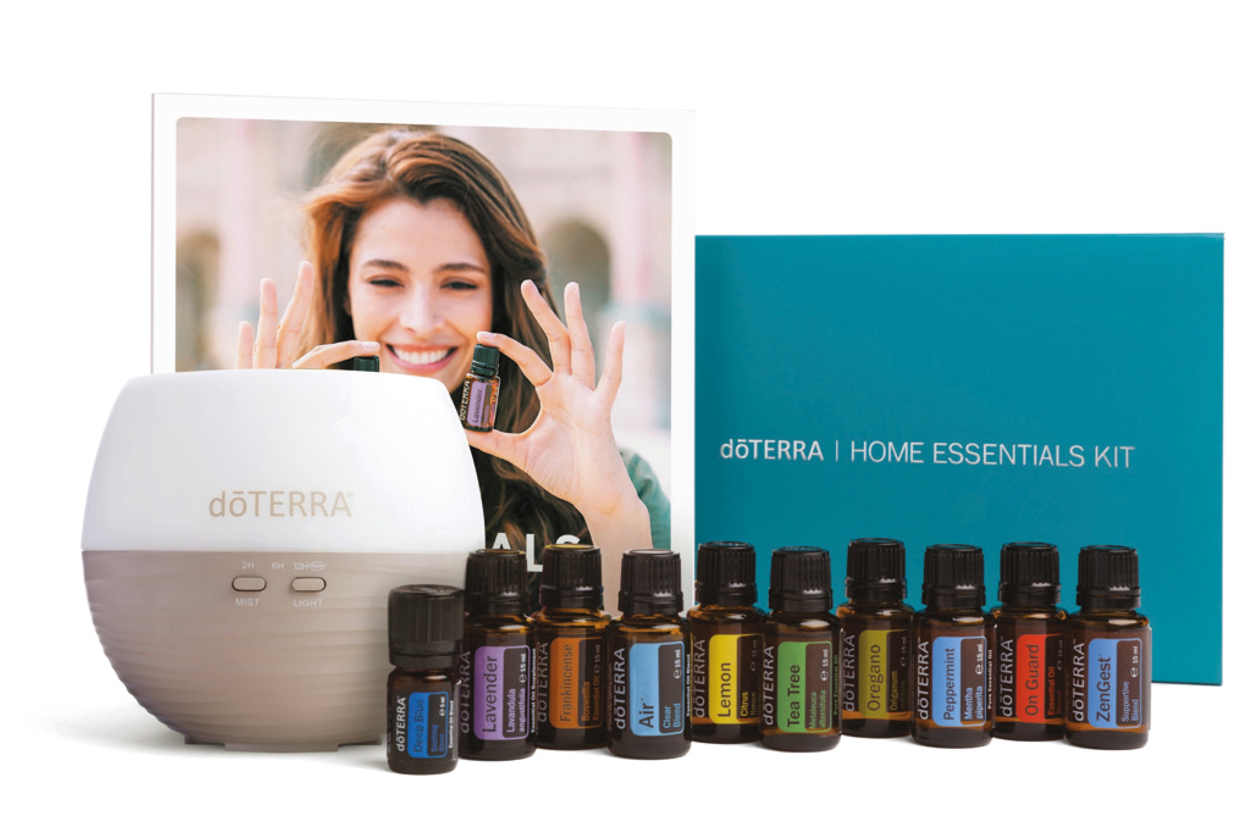Home Essentials Kit, dōTERRA-Öle, 10 Basis-Öle, 15ml Flaschen, Diffuser, dōTERRA-Booklet